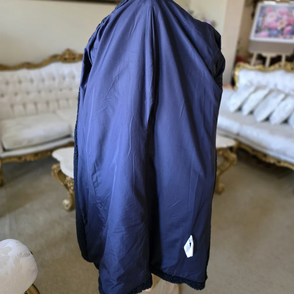 Zara Navy color Teddy Coat- Oversized - Picture 8 of 9